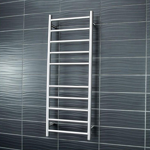 Radiant Round 10 Bar Heated Rail 430 x 1100 Brushed - The Blue Space