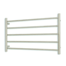 Radiant Round 5 Bar Heated Towel Rail 950mm x 600mm Brushed Stainless Steel - The Blue Space
