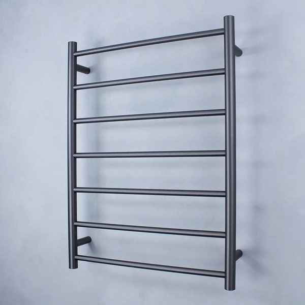Radiant Round 7 Bar Heated Towel Rail 600mmx800mm Gunmetal - The Blue Space