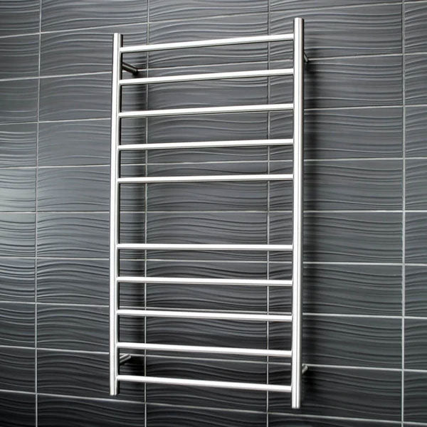 Radiant Round 10 Bar Heated Towel Ladder 600 x 1100 Brushed - The Blue Space