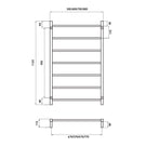 Radiant Square 7 bar Non-Heated Rail 600 x 1130 Technical Drawing - The Blue Space