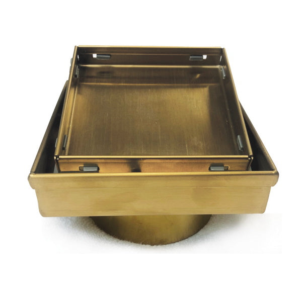 Radiant Tile Insert Square Floor Waste - Brushed Gold | The Blue Space