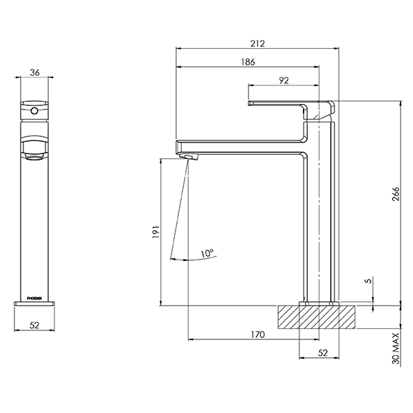 Phoenix Teva Vessel Mixer Technical Drawing - The Blue Space