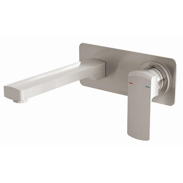 Phoenix Teva Wall Basin/Bath Mixer Set 180mm Brushed Nickel - The Blue Space