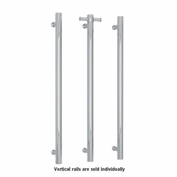 Thermogroup 12V Round Vertical Single Narrow/Small Heated Towel Rail Stainless Steel Chrome