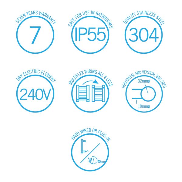 Symbols; Thermogroup 4 Bar 550mm Heated Towel Ladder