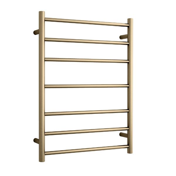 Thermogroup 7 Bar 600mm Heated Towel Ladder Brushed Brass - The Blue Space