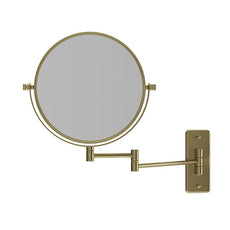 Thermogroup Ablaze Double sided 1 & 5x Magnification Wall Mounted Shaving Mirror - Brushed Brass - Online at The Blue Space