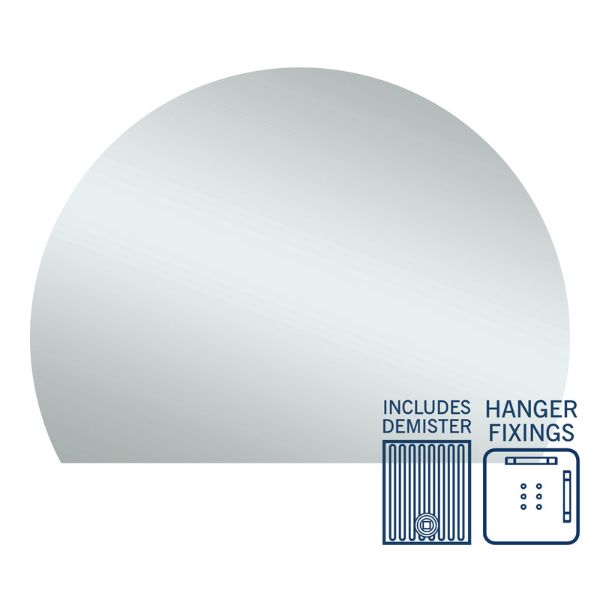 Thermogroup Hamilton Ablaze Mirror D-Shaped Polished Edge Mirror with Demister 1500mm | The Blue Space