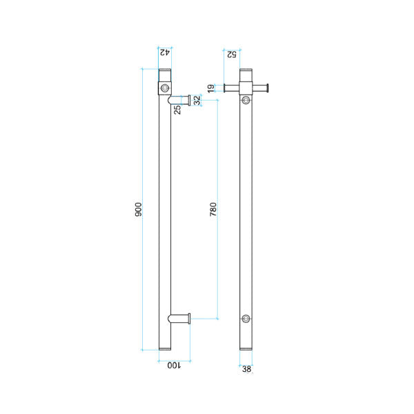 Thermogroup Straight Round Vertical Single Heated Towel Rail Gun Metal - The Blue Space