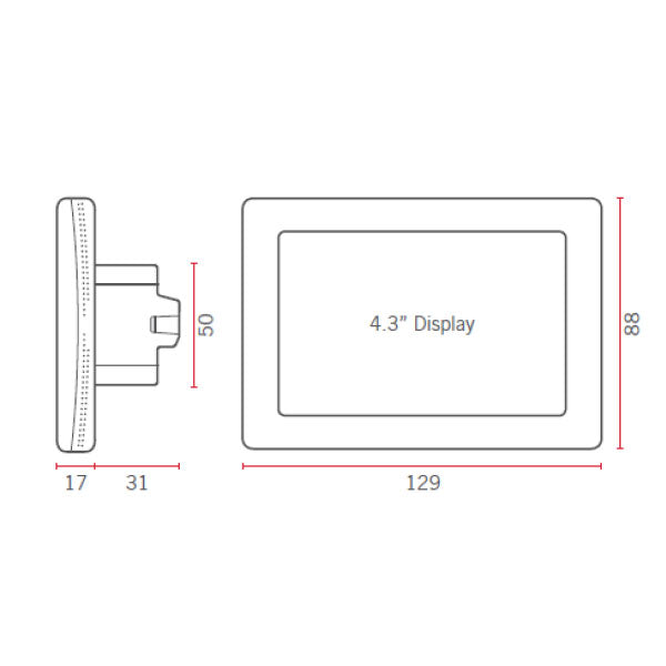 Thermogroup Thermotouch 4.3dC Dual Control Thermostat Technical Drawing - The Blue Space