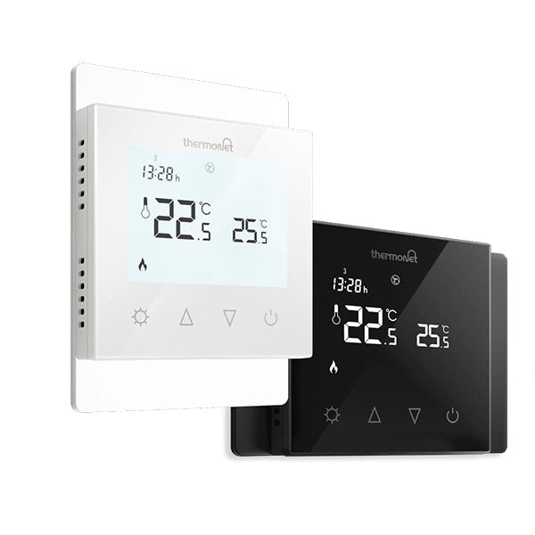 Thermogroup Thermotouch Glass Programmable Thermostat - Available in Black or White - The Blue Space