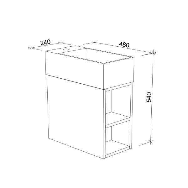Timberline Lottie Wall Hung Vanity Technical Drawing - The Blue Space