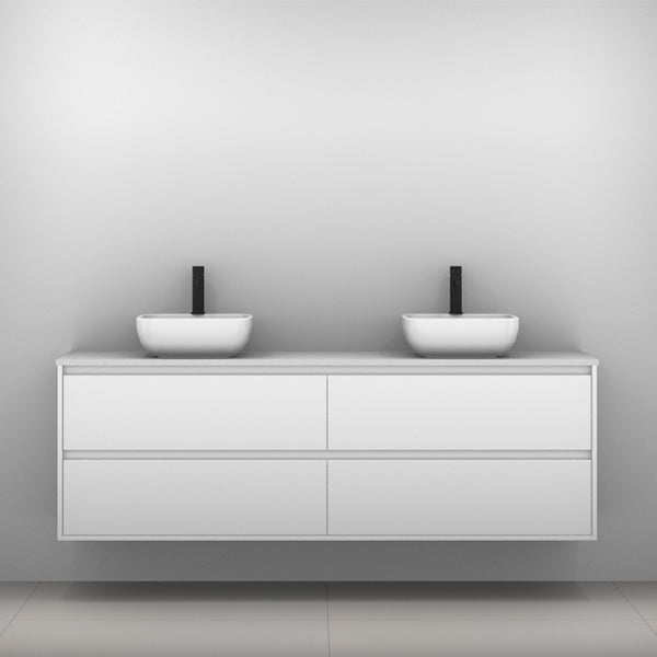 Timberline Grange Wall Hung Vanity with Silksurface Top & Basin 1800mm Double Bowl - The Blue Space