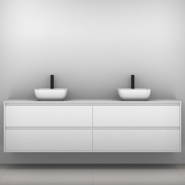 Timberline Grange Wall Hung Vanity with Silksurface Top & Basin 2100mm Double Bowl - The Blue Space