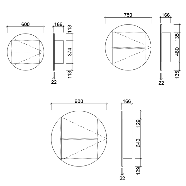 Timberline Havana Shaving Cabinet Technical Drawing - The Blue Space