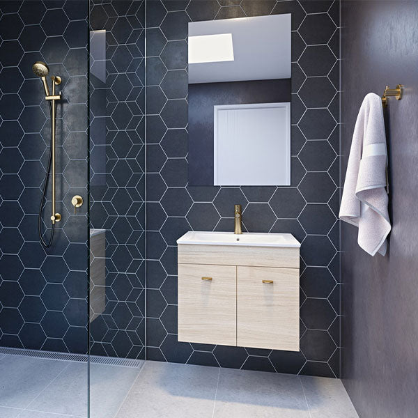 Timberline Indiana Vanity 600mm in Classic Oak Cabinet Finish and Alpha Ceramic Top - The Blue Space