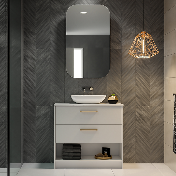 Timberline Karlie Floor Standing Ensuite Vanity with SilkSurface Top & Above Counter Basin - The Blue Space