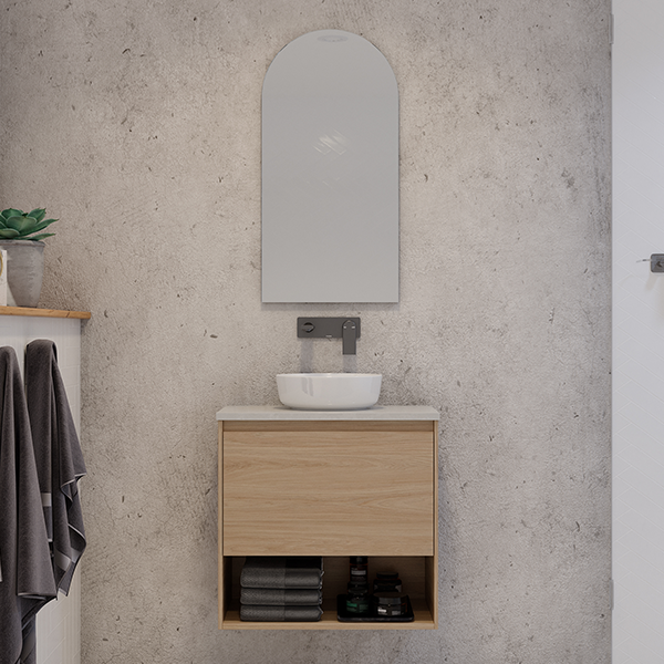 Timberline Karlie Wall Hung Vanity with SilkSurface Top and Above Counter Basin - The Blue Space
