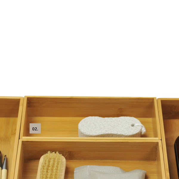 Timberline Modular Organiser System Vanity Accessories - Bamboo Box 100mm x 200mm - The Blue Space