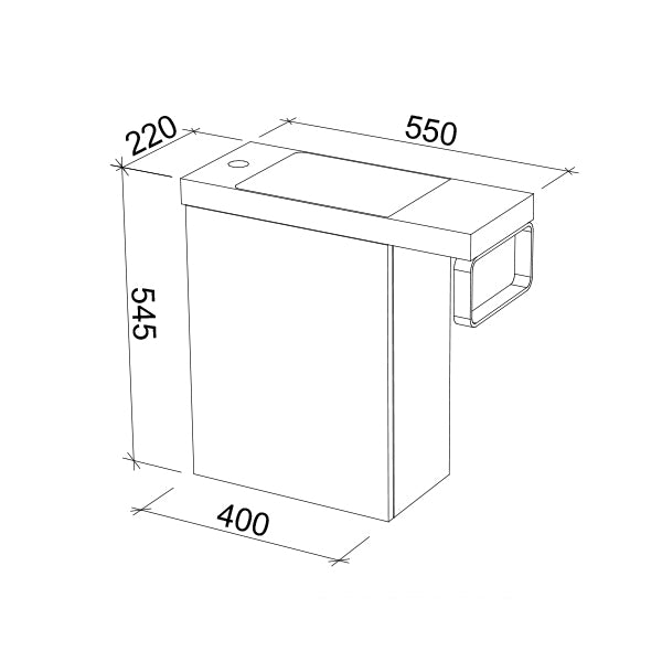 Timberline Oscar Wall Hung Vanity 550mm Top 400mm Cabinet - The Blue Space