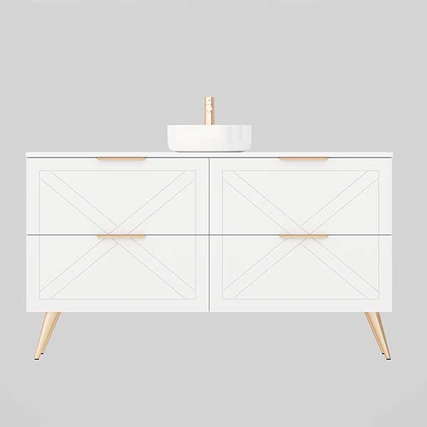 The Sutherland House Collection, Farmhouse 1500mm single bowl vanity with Allure above counter basin - The Blue Space