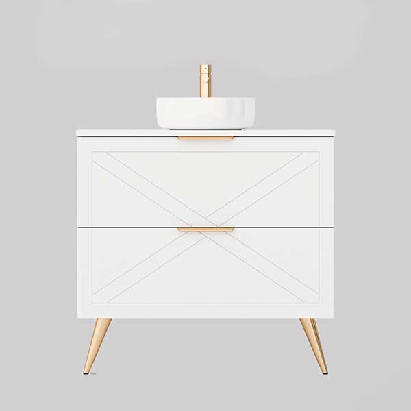 The Sutherland House Collection, Farmhouse 900mm vanity with Allure above counter basin - The Blue Space