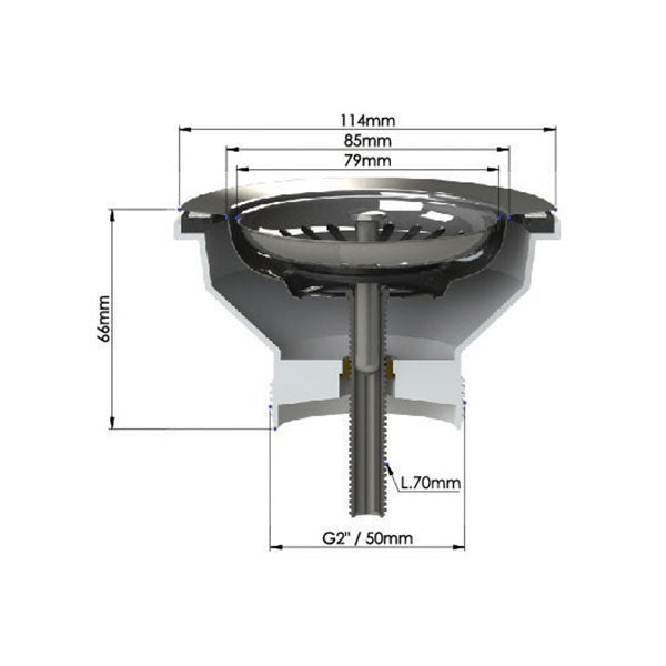 Turner Hastings 90 x 50mm Basket Waste Technical Drawing - Online at The Blue Space