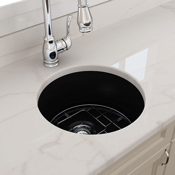 Turner Hastings Cuisine Round 47 Inset/Undermount Fine Fireclay Sink Matte Black - Online at The Blue Space