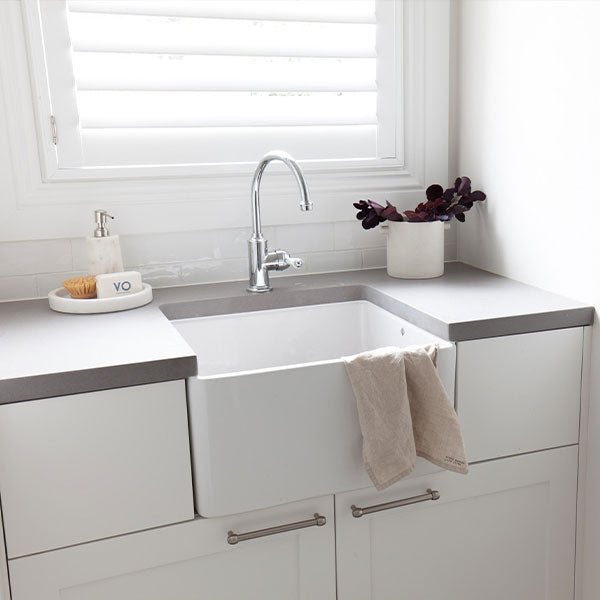 Turner Hastings Novi 50 x 46 Fine Fireclay Butler Sink Lifestyle - The Blue Space