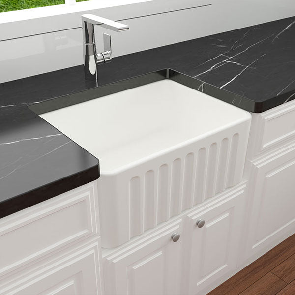 Turner Hastings Novi 61 x 46 Universal Flat or Ribbed Fireclay Butler Sink Matte White - The Blue Space