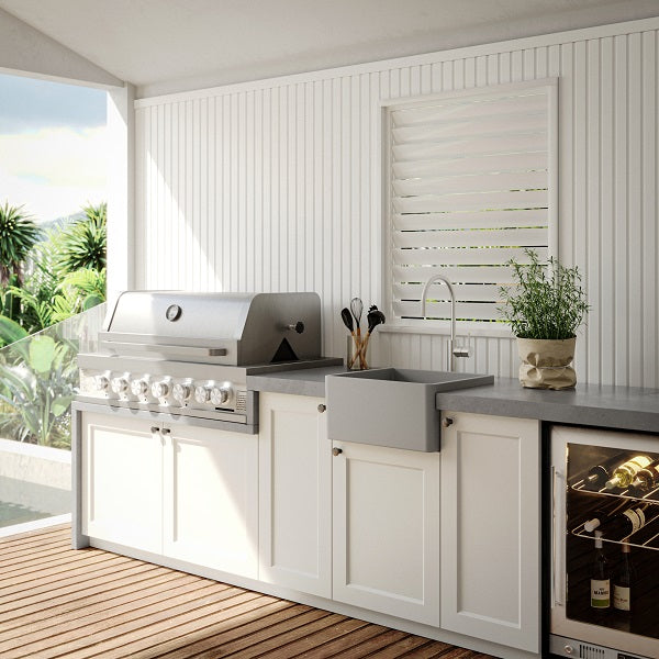 Turner Hastings 60 x 46 Fine Fireclay Concrete Look Butler Sink Flat in modern kitchen design - The Blue Space