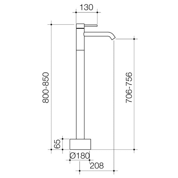 Caroma Liano II Freestanding Bath Filler Technical Drawing - The Blue Space