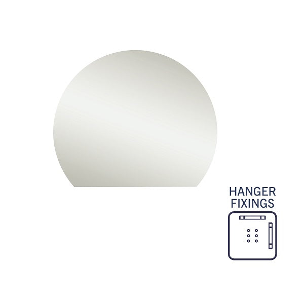 Thermogroup Ablaze Mirror D-Shaped Polished Edge Mirror 900 x 750mm Hanger Fixings - The Blue Space