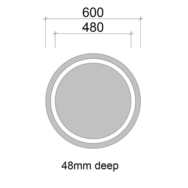 Timberline Brooklyn Mirror 600mm technical drawings