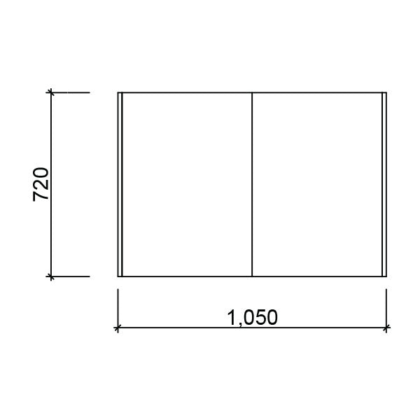 Technical Drawing - Timberline Denver Shaving Cabinet 1050mm