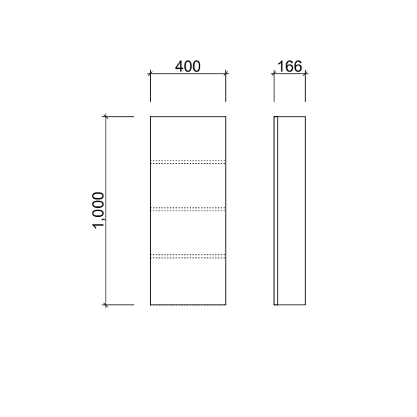 Technical Drawing - Timberline Jazz Shaving Cabinet 400mm