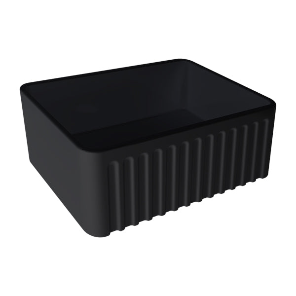 Turner Hastings Novi 60 x 46 Fine Fireclay Butler Sink - Matte Black ribbed front