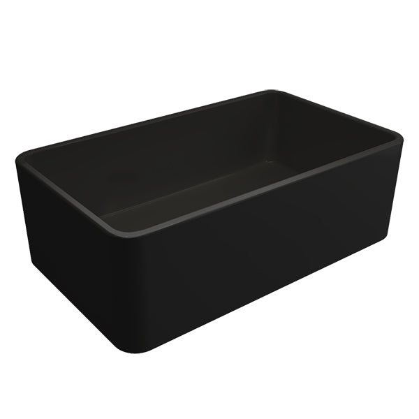 Turner Hastings Novi 75 x 46 Fine Fireclay Butler Sink - Matte Black flat front