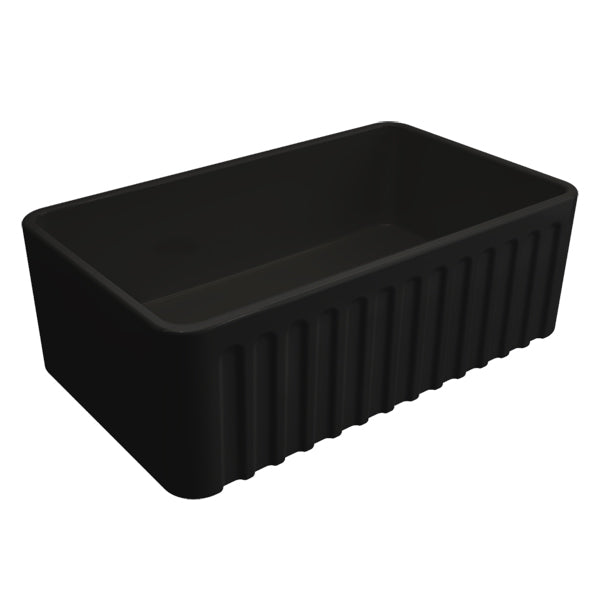 Turner Hastings Novi 75 x 46 Fine Fireclay Butler Sink - Matte Black ribbed front