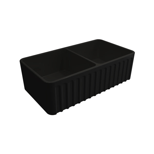 Turner Hastings Novi 85 x 46 Fine Fireclay Butler Sink - Matte Black ribbed front - The Blue Space