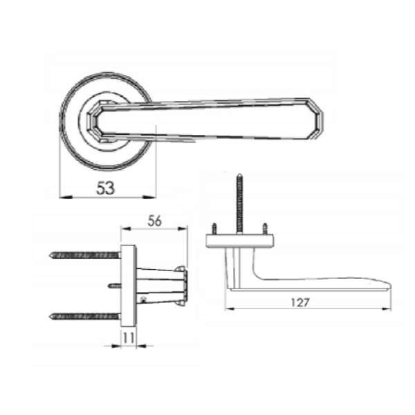 Technical Drawing - Zanda Vienna Set Satin Brass