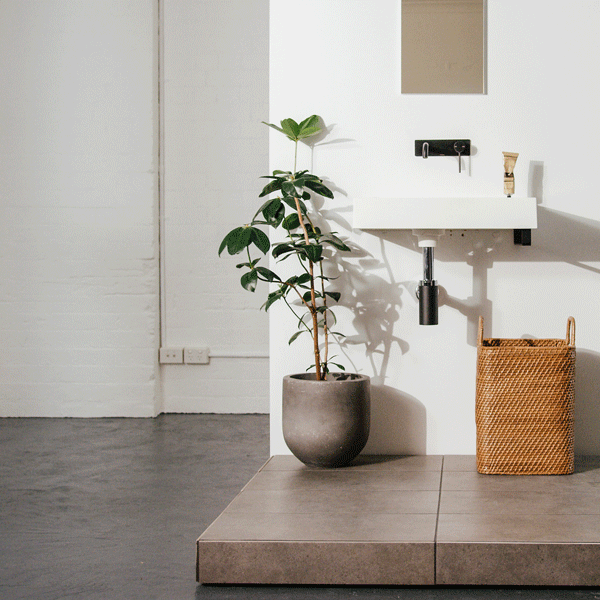 Phoenix Vivid Slimline Wall Basin/Bath Set-Matte Black - bathroom installed