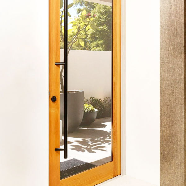 Zanda Single Cylinder Roller Lock Kit Matte Black on timber glass door online at The Blue Space