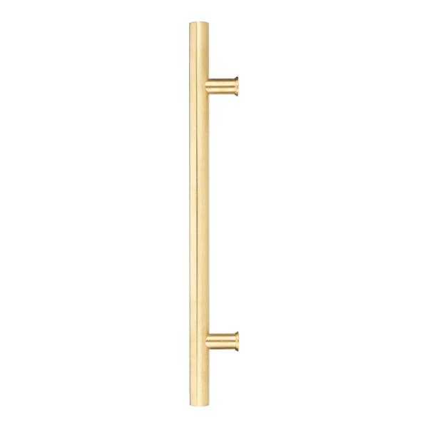 Zanda Satin Brass Round Pull Handle - Straight Pair | Brushed Gold Handles Online at The Blue Space