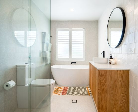 Blue Space Reno's: Modern Boho Bathroom