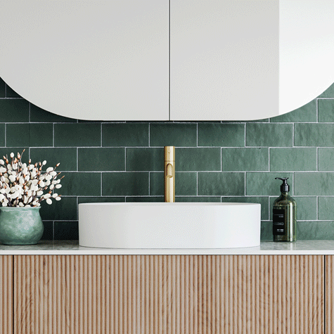 Modern Glam Bathroom | A Fusion of Green and Gold Blog