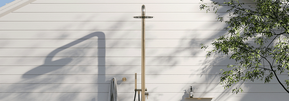 Outdoor bathrooms with the Nero Zen collection