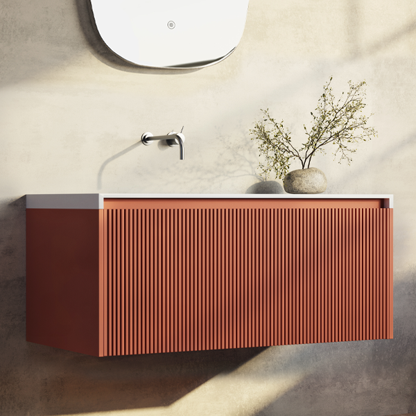 Belbagno Rimini Wall Hung Bathroom Vanity Potter's Clay