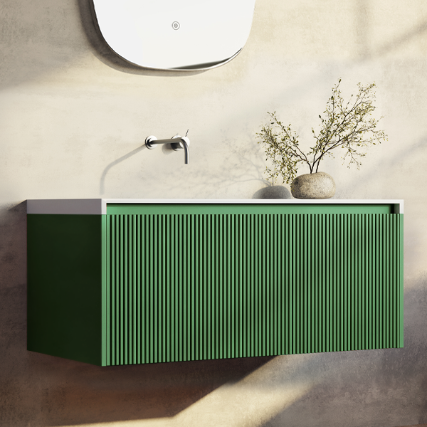Belbagno Rimini Wall Hung Bathroom Vanity Rainforest Green